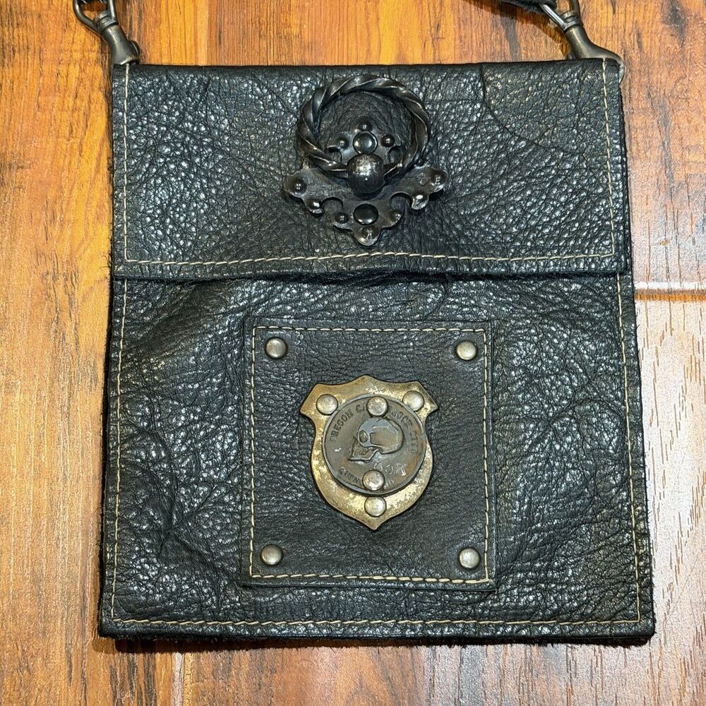 KBD Studio 6x6.5” Skull Coin Handcrafted Leather Crossbody Shoulder Bag